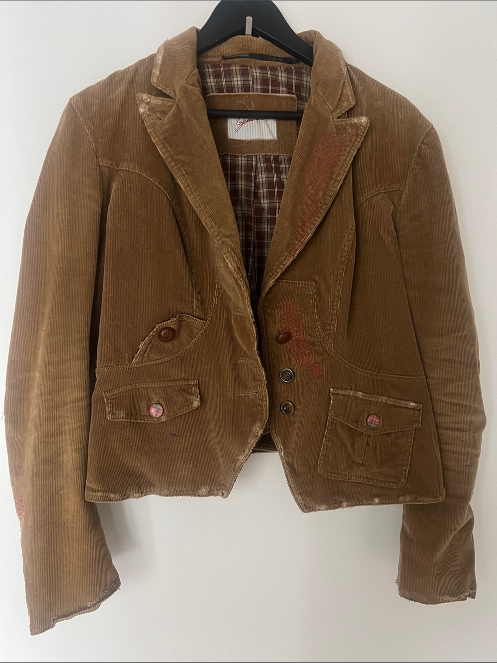 Corduroy Tailored Jean Jacket in Brown